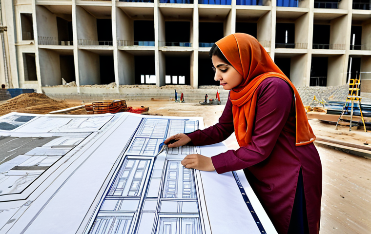 **

"A professional female architect, wearing a modest shalwar kameez with intricate embroidery, reviewing blueprints on a construction site in Lahore, Pakistan.  Background shows a modern building under construction.  Fully clothed, appropriate attire, safe for work, perfect anatomy, natural proportions, professional, high-resolution."

**