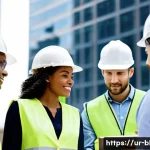 Home 21 건축산업분야에서 자격증의 ROI 분석 - **Prompt 1: Visionary Construction Site Leadership**
"A diverse group of construction profession...