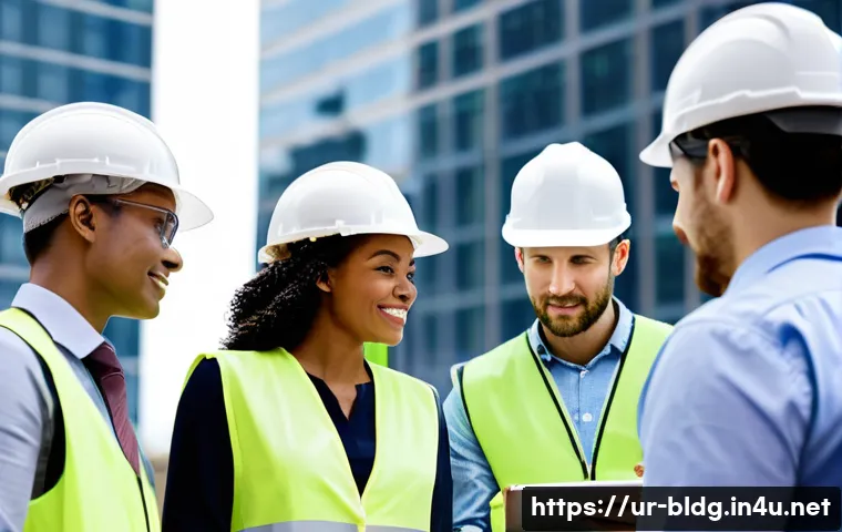 건축산업분야에서 자격증의 ROI 분석 - **Prompt 1: Visionary Construction Site Leadership**
    "A diverse group of construction profession...