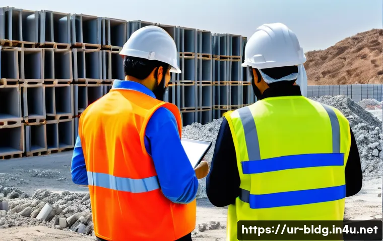 건축산업기사와 안전한 공사 현장 설계 - A detailed construction site scene in Pakistan showing workers wearing full safety gear including he...